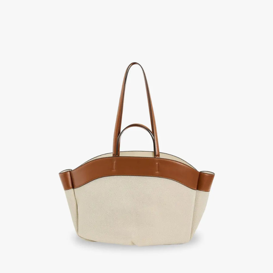 Vera Textured Canvas & Vegan Leather Tote Bag