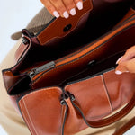 Mara Structured Triple-Compartment Vegan Leather Tote