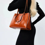 Mara Structured Triple-Compartment Vegan Leather Tote