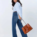 Mara Structured Triple-Compartment Vegan Leather Tote