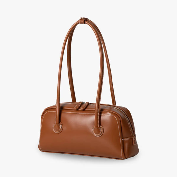 Melya Structured Vegan Leather Bowling Bag