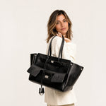 Vola Structured Open-Top Vegan Leather Tote