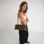 Tessa Glossy Vegan Leather Shoulder Bag