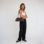 Tessa Glossy Vegan Leather Shoulder Bag