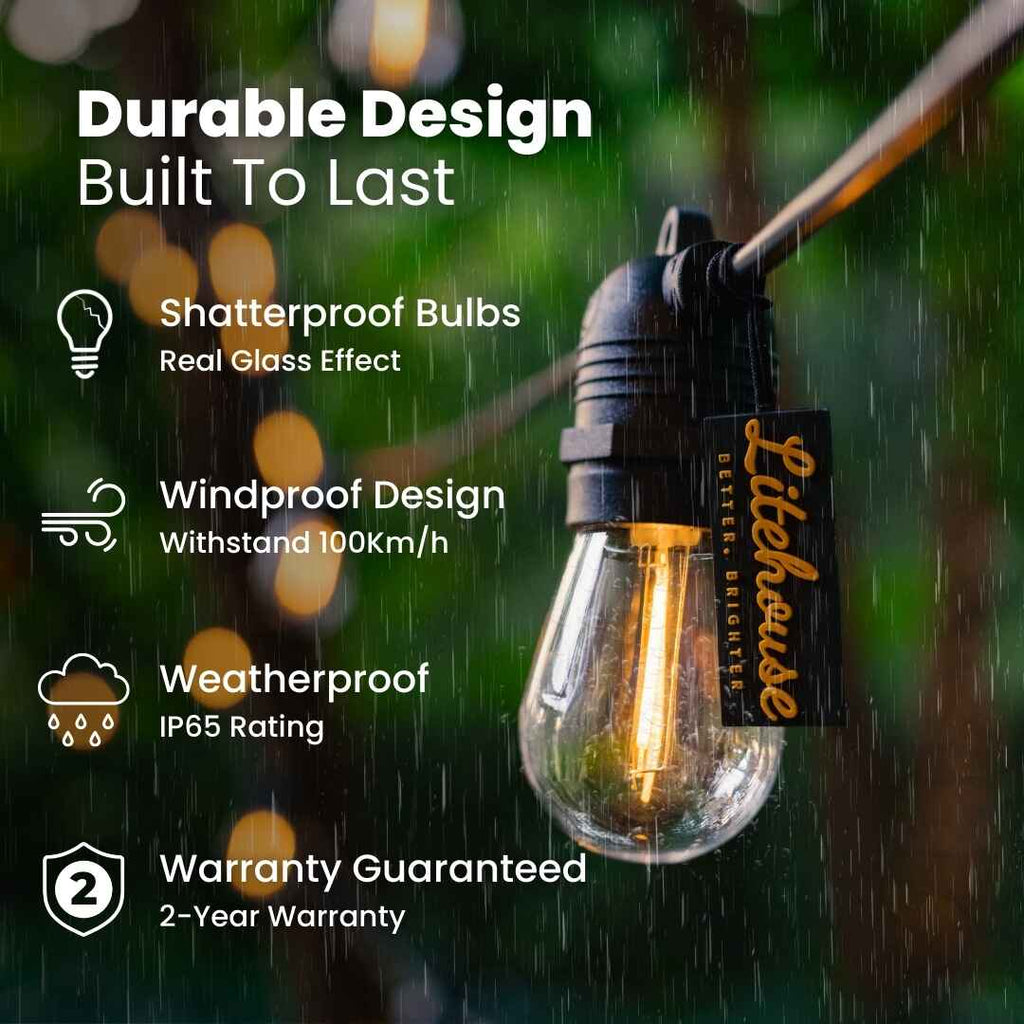 Premium Solar Bulb String Lights - 33 feet | 10 meters